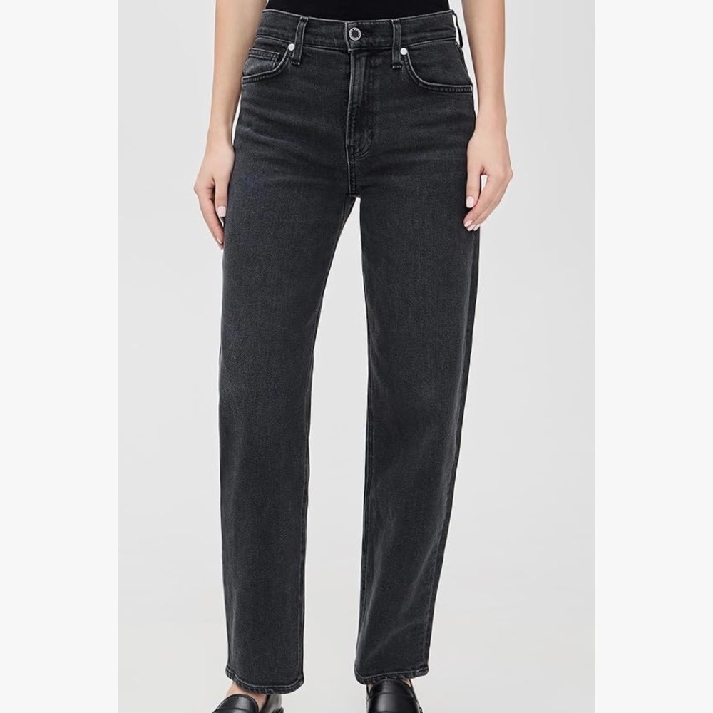 Veronica Beard Harley Slim Barrel Jeans Washed Onyx High Rise preppy 26 Tall